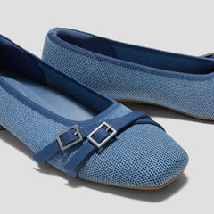 Square-Toe Margot Crisscross Flats (Marah)