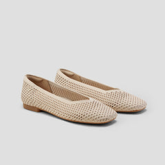 Square-Toe V-Cut Mesh Flats (Margot 2.0)