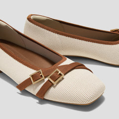 Square-Toe Margot Crisscross Flats (Marah)