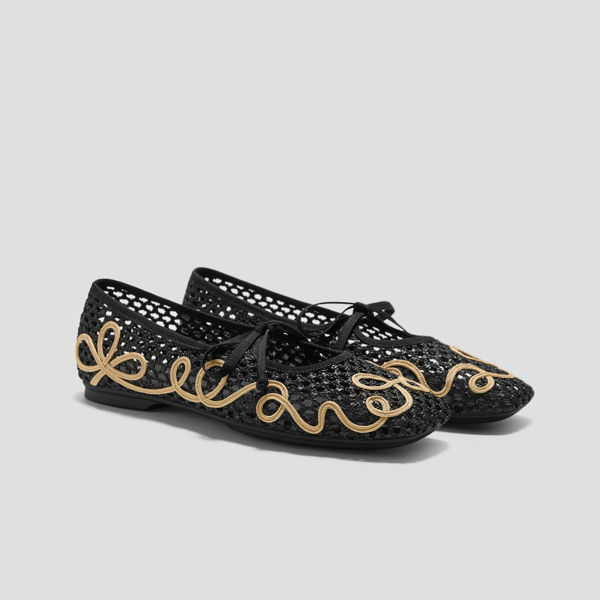 Margot Square-Toe Mesh Flats (Makayla)